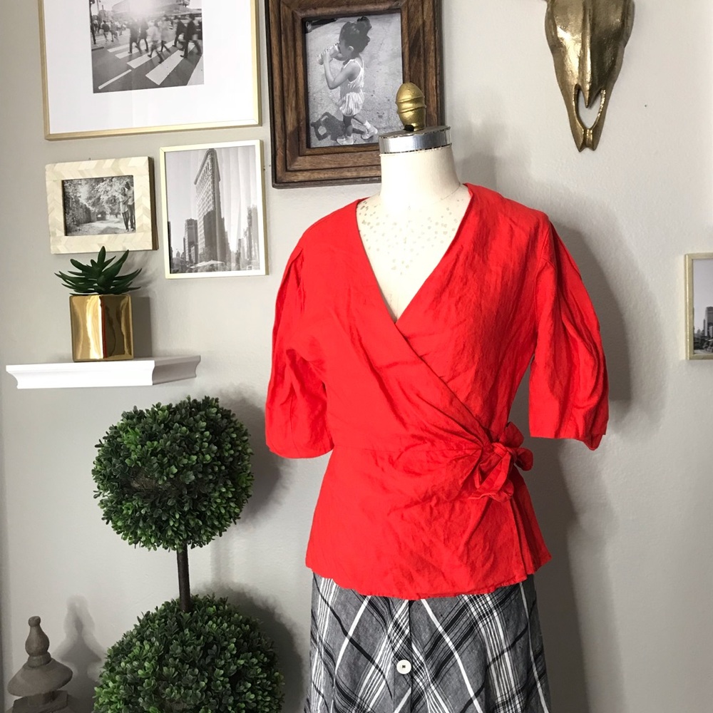 ZARA linen red blouse - size Med - NWT